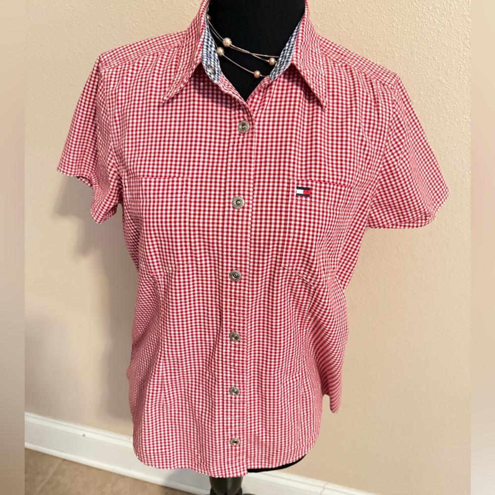 WOMENS Tommy Hilfiger Red Casual Button Down Shirt MEDIUM 4-6
